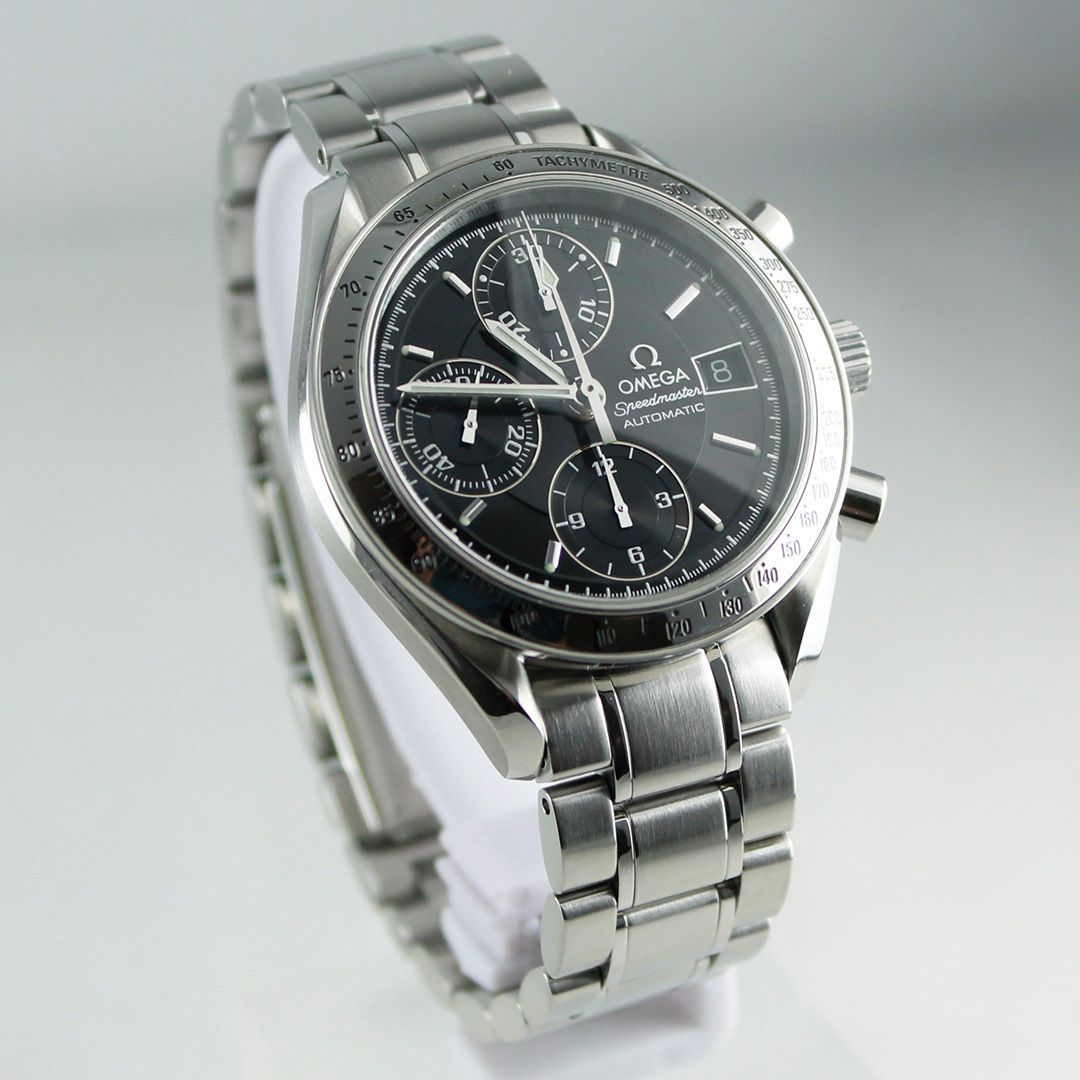 TEC-9 OMEGA オメガ SPEEDMASTER スピードマスター 175.0083 メンズ 自動巻き クロノグラフ ブラック文字盤 タキメーター デイト シルバー 腕時計 銀座サコム堂 【中古】