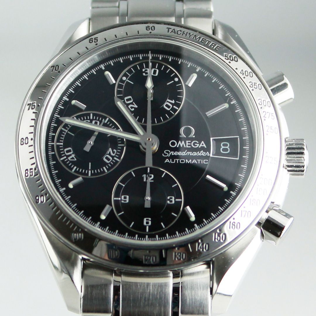 TEC-9 OMEGA オメガ SPEEDMASTER スピードマスター 175.0083 メンズ 自動巻き クロノグラフ ブラック文字盤 タキメーター デイト シルバー 腕時計 銀座サコム堂 【中古】