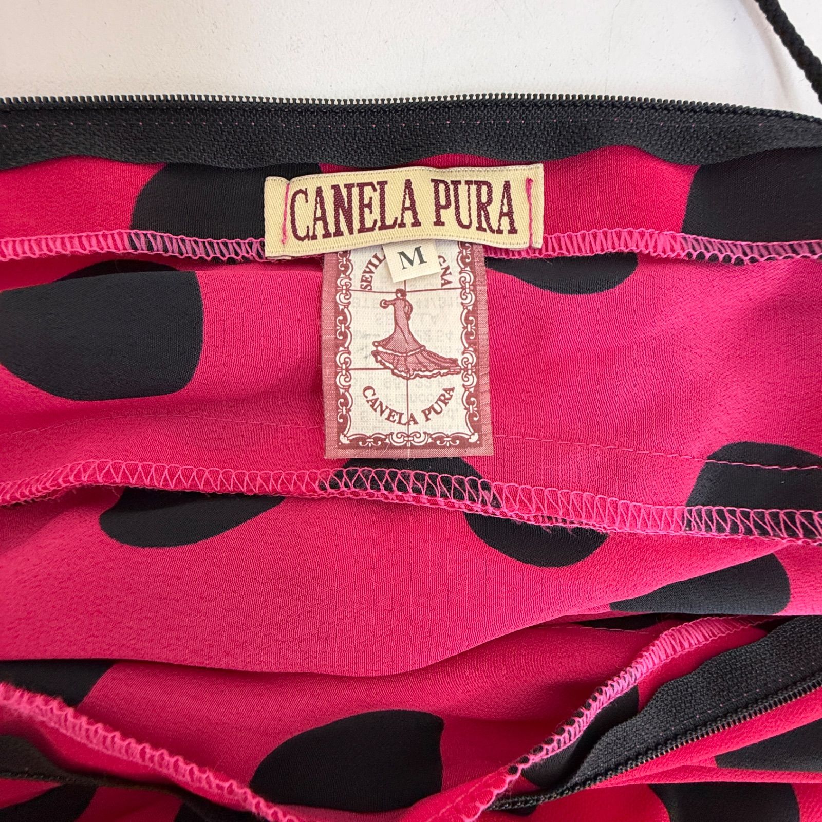 CANELA PURA】フラメンコ衣装 ドレス ワンピース ピンク ブラック 水玉