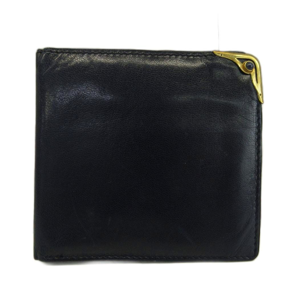 カルティエ Cartier サファイアライン 財布 二つ折り 牛革 レザー ゴールド金具 紺 ネイビー /XZ ■GY64