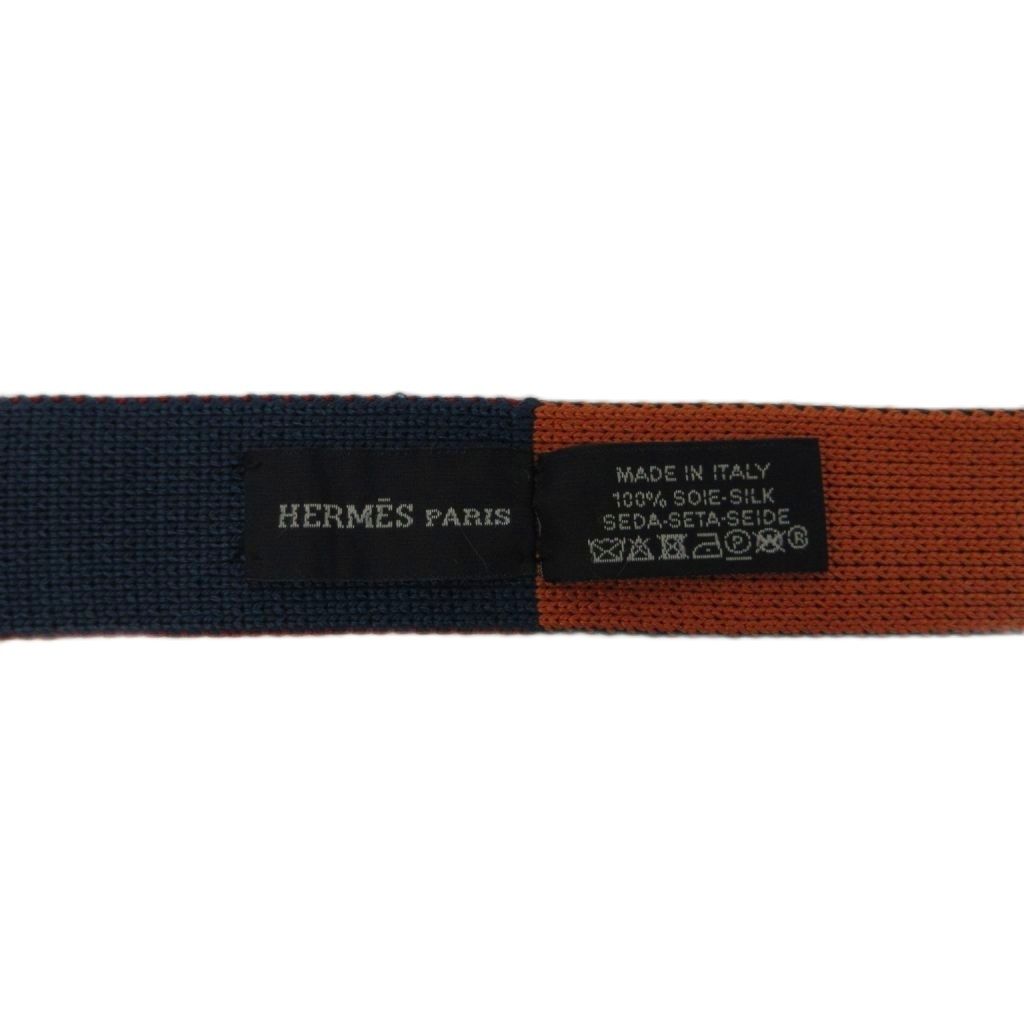 エルメス HERMES キャトルタン ネクタイ ニットタイ スクエアエンド 絹