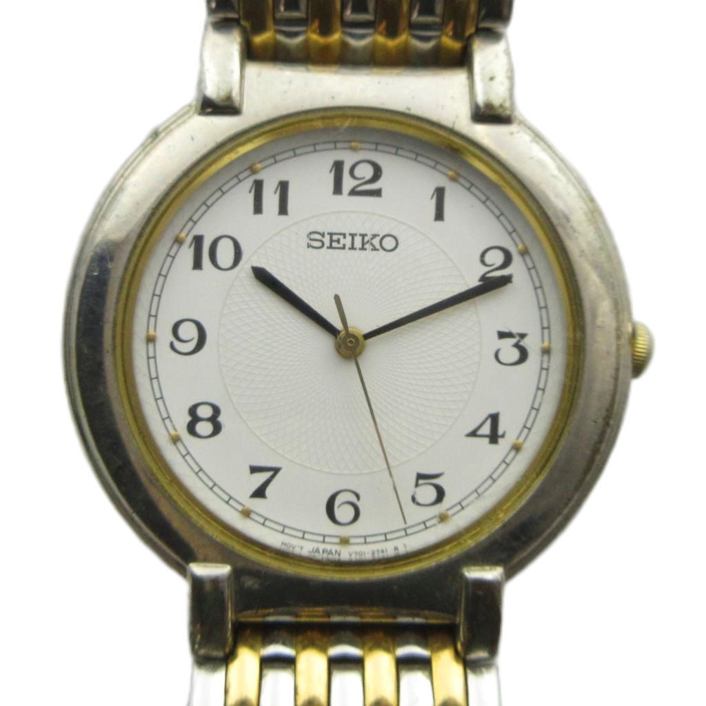 セイコー SEIKO V701-1771 腕時計 ウォッチ クォーツ 白文字盤 シルバー色 ゴールド色 ■GY11 /MQ