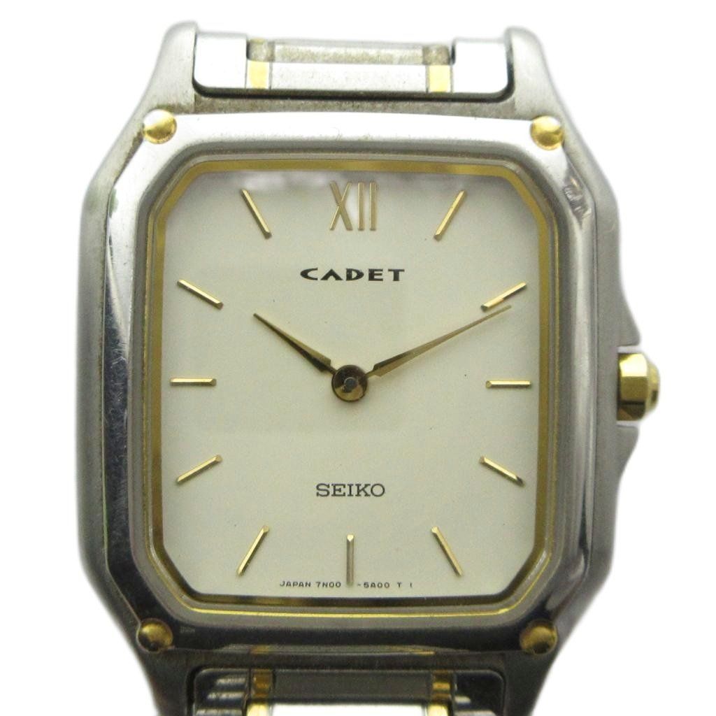 セイコー SEIKO 7N00-5A00 CADET 腕時計 ウォッチ クォーツ ロゴ スクエア シルバー色 ■GY18 /MQ