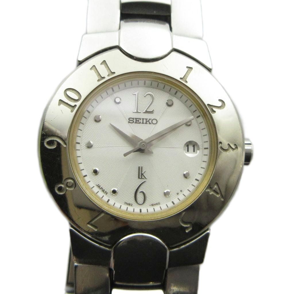 セイコー SEIKO 7N82-6F00 lk ルキア 腕時計 クォーツ ウォッチ 白文字盤 カレンダー付き シルバー色 ■GY18 /MQ