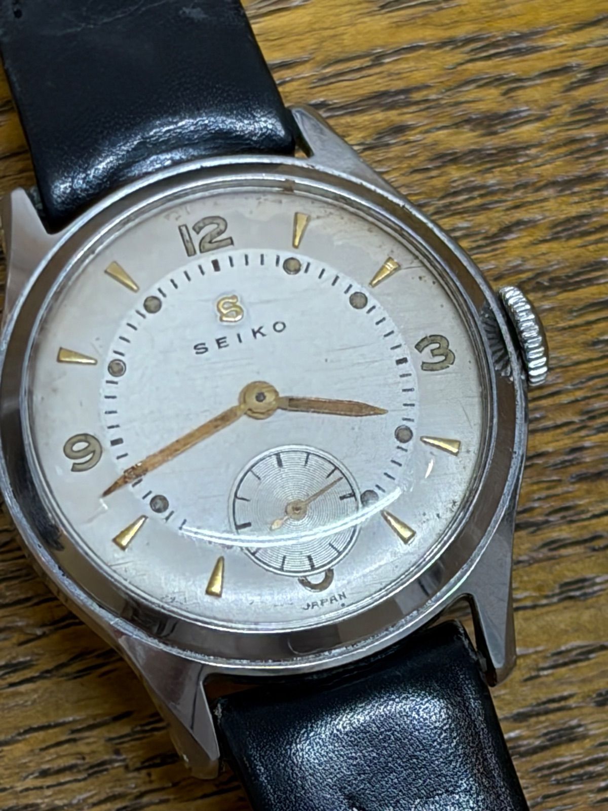 1950年代 セイコー Sマーク スモセコ 手巻き 不動品 ジャンク 裏蓋 鶴