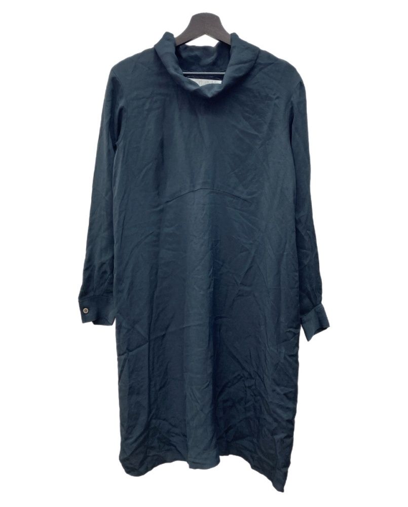 ヌーイ nooy ロールカラー ドレス DRESS 膝丈 ボトルネック ハイネック カフス フォーマル オケージョン BLACK 黒 ワンピース 無地 ブラック 104LT-575