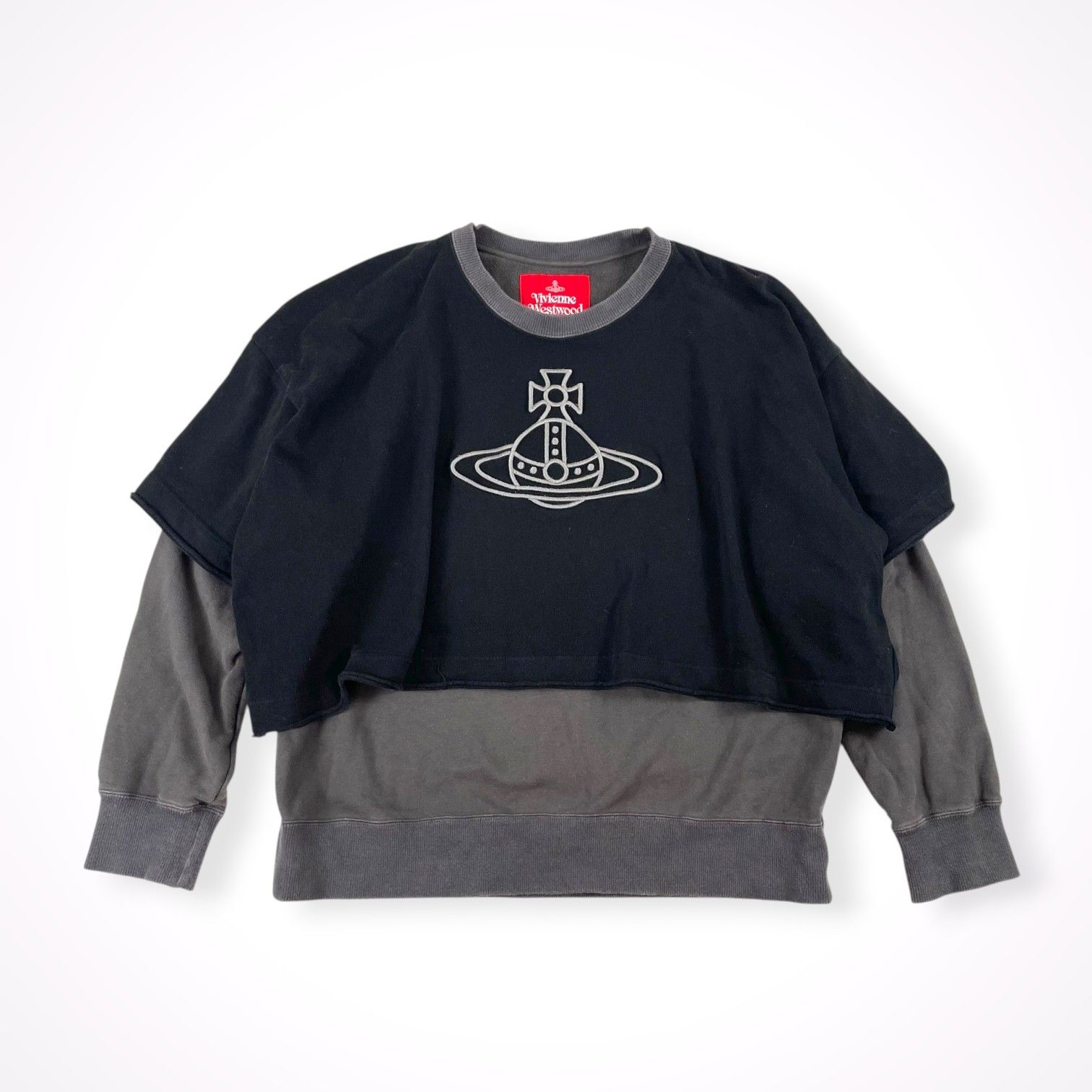美品 VIVIENNE WESTWOOD RED LABEL オーブ 刺繍 Vivienne Westwood RED LABEL / 3Dラインオーブ刺繍レイヤード裏毛