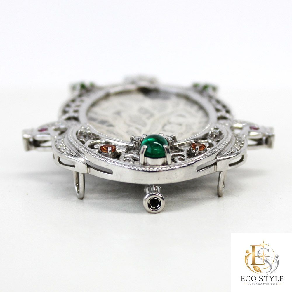 K18WG　アンティークレース　ホワイトゴールド　ブローチ　(中古B・AOK ）