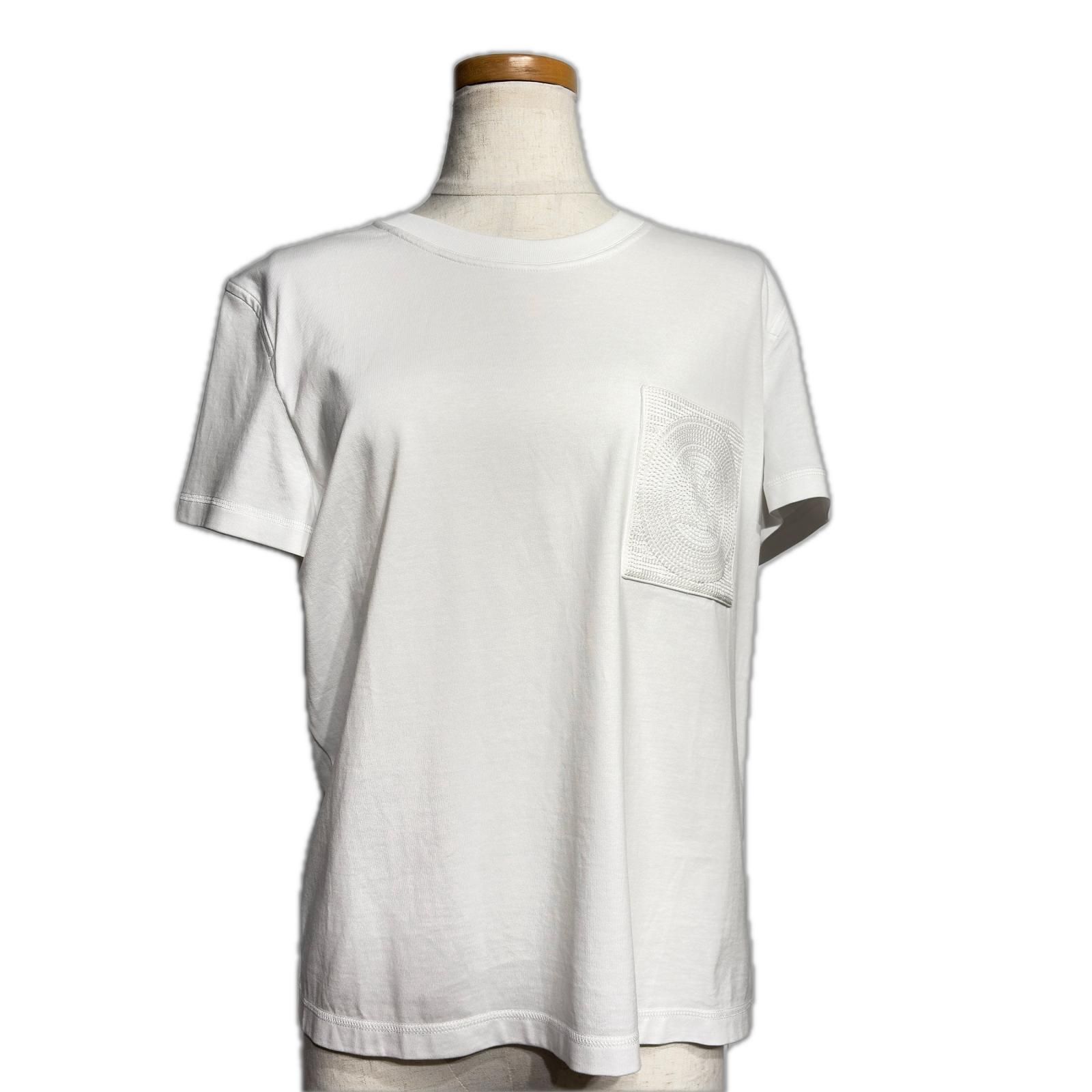 HERMES エルメス モザイク半袖Tシャツ レディース42（約LLサイズ） ホワイト コットン 4H4615DA 【中古】【200】