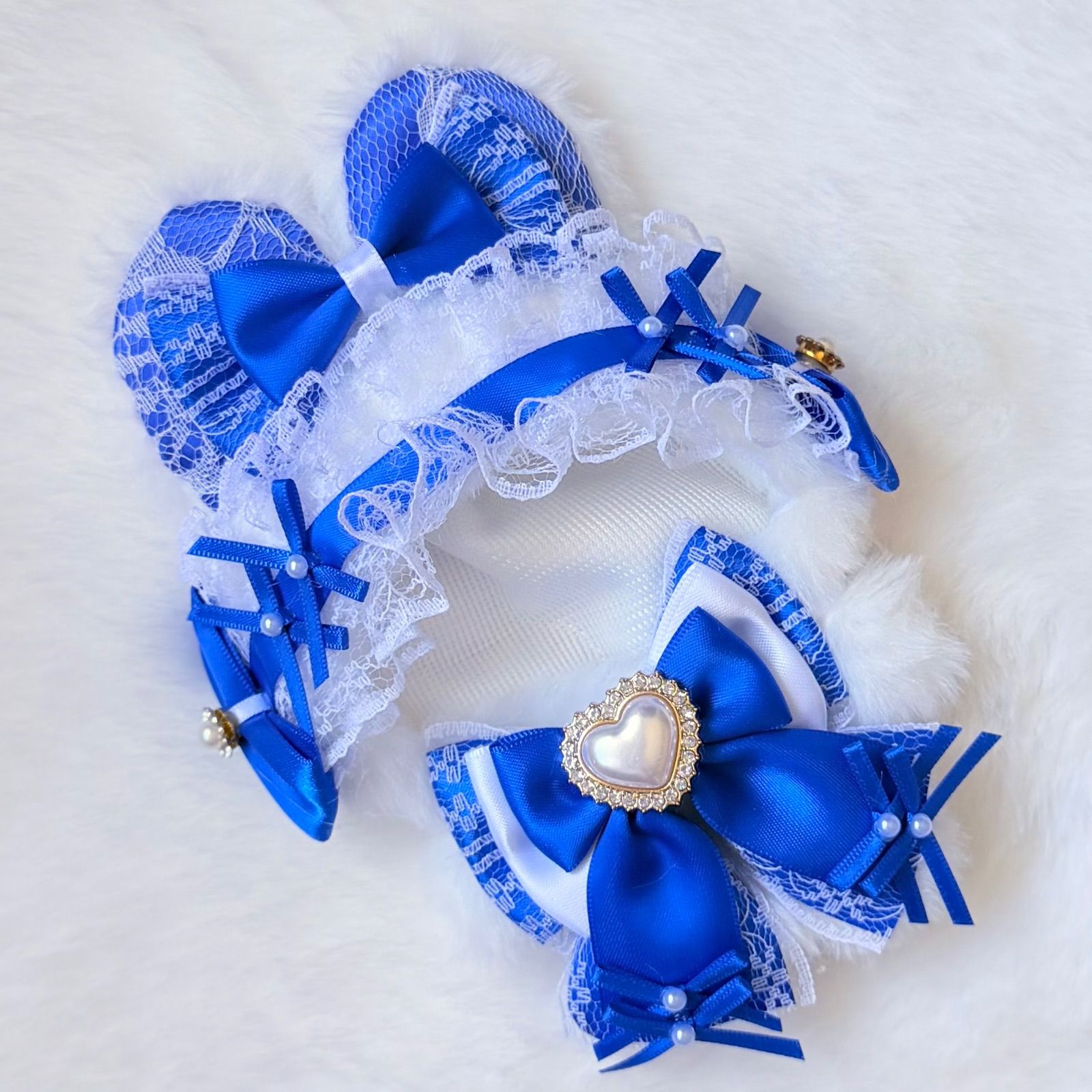 10cm～12cm用 ぬい服 ハンドメイド いつぬい 青 うさみみ - メルカリ