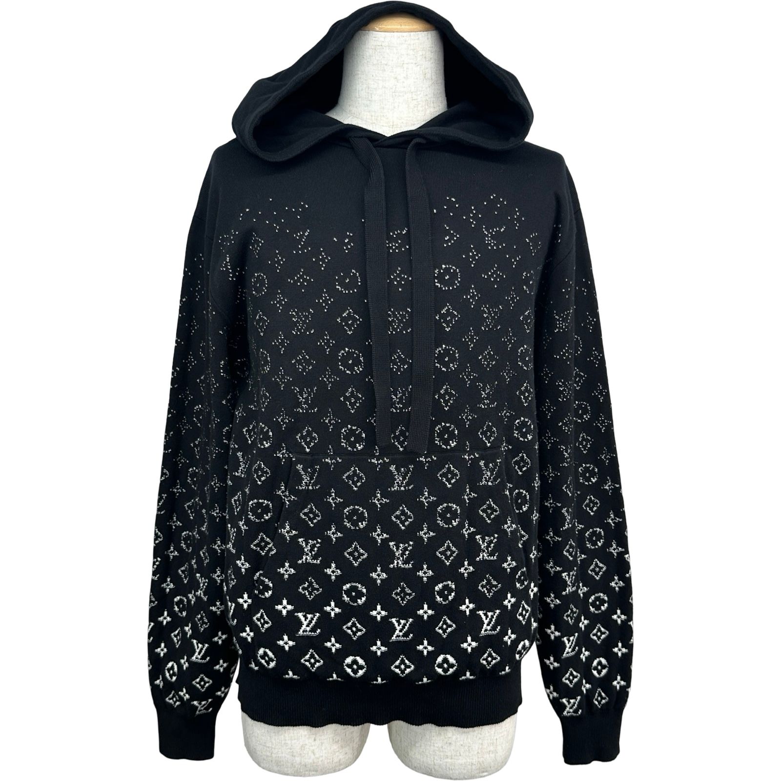 ルイ・ヴィトン LOUIS VUITTON モノグラムグラディエントニットフーディー HQN42W ブラック コットン メンズ セーター