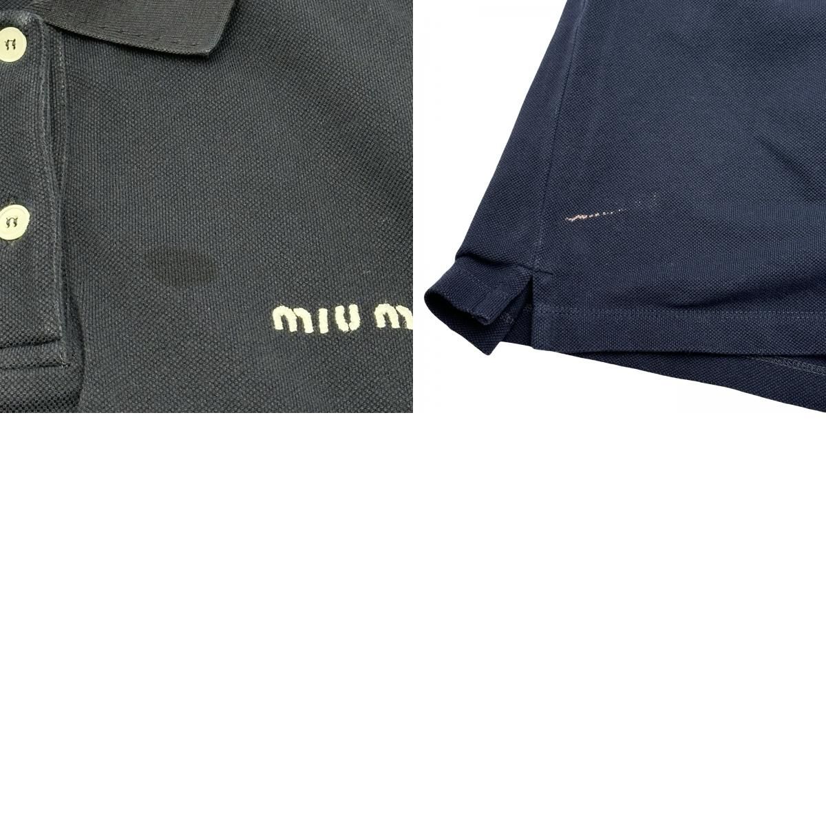 ミュウミュウ miu miu コットンピケロゴ長袖ポロシャツ MUL019
