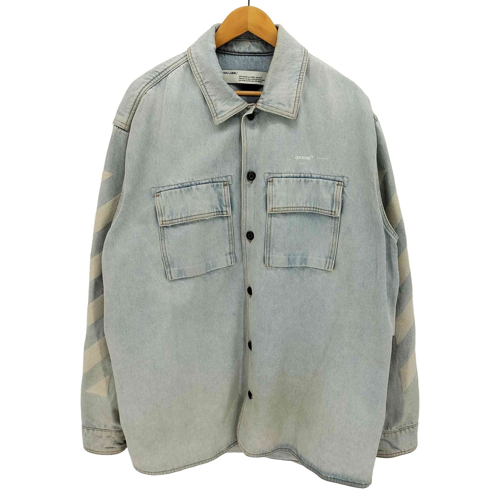 オフホワイト OFF-WHITE 20ss Diag Oversize Denim Shirt ダメージ加工