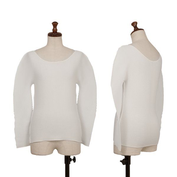 イッセイミヤケミーISSEY MIYAKE me ストレッチプリーツカットソー 白F