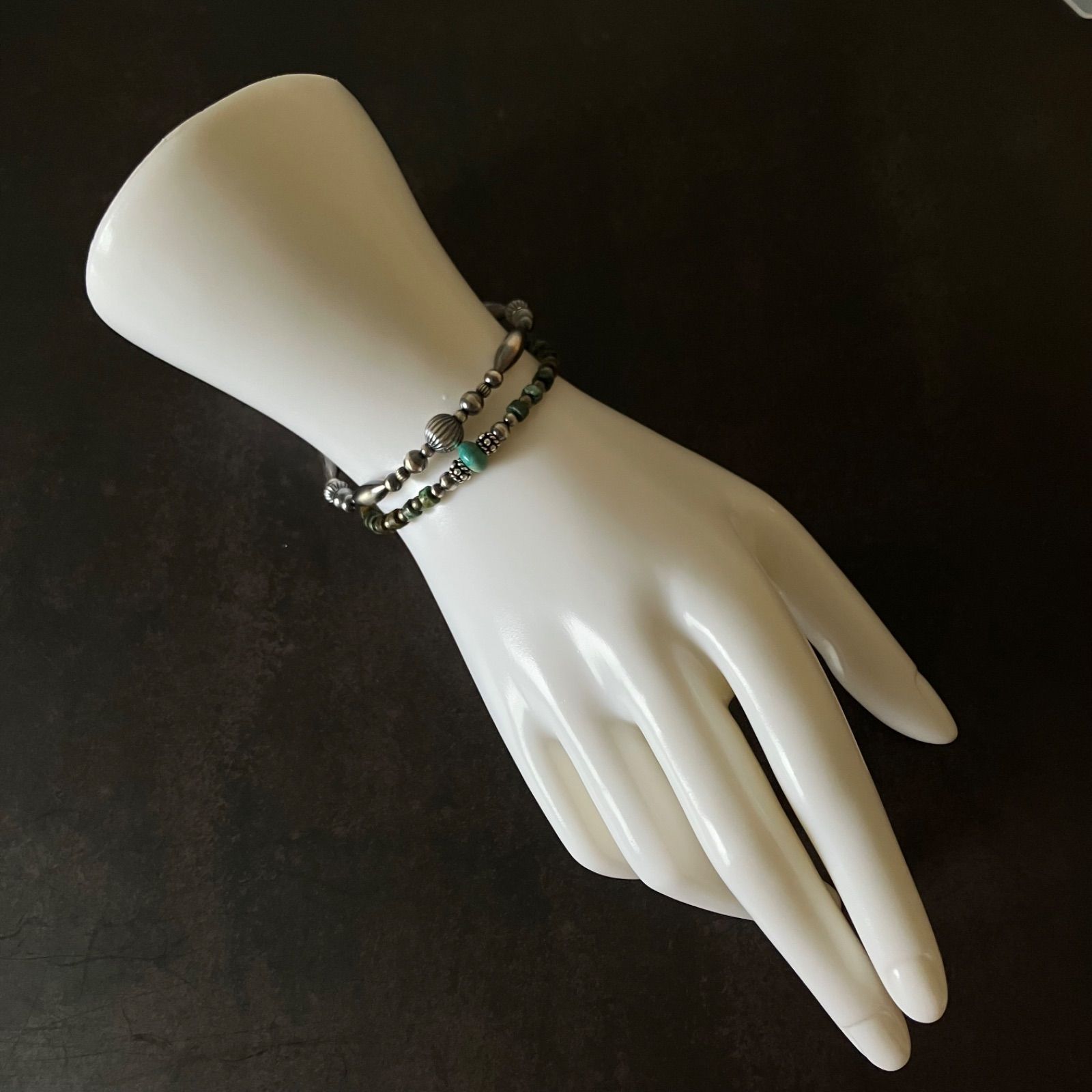 silver925ナバホパール×アフリカンターコイズ×パイライトの