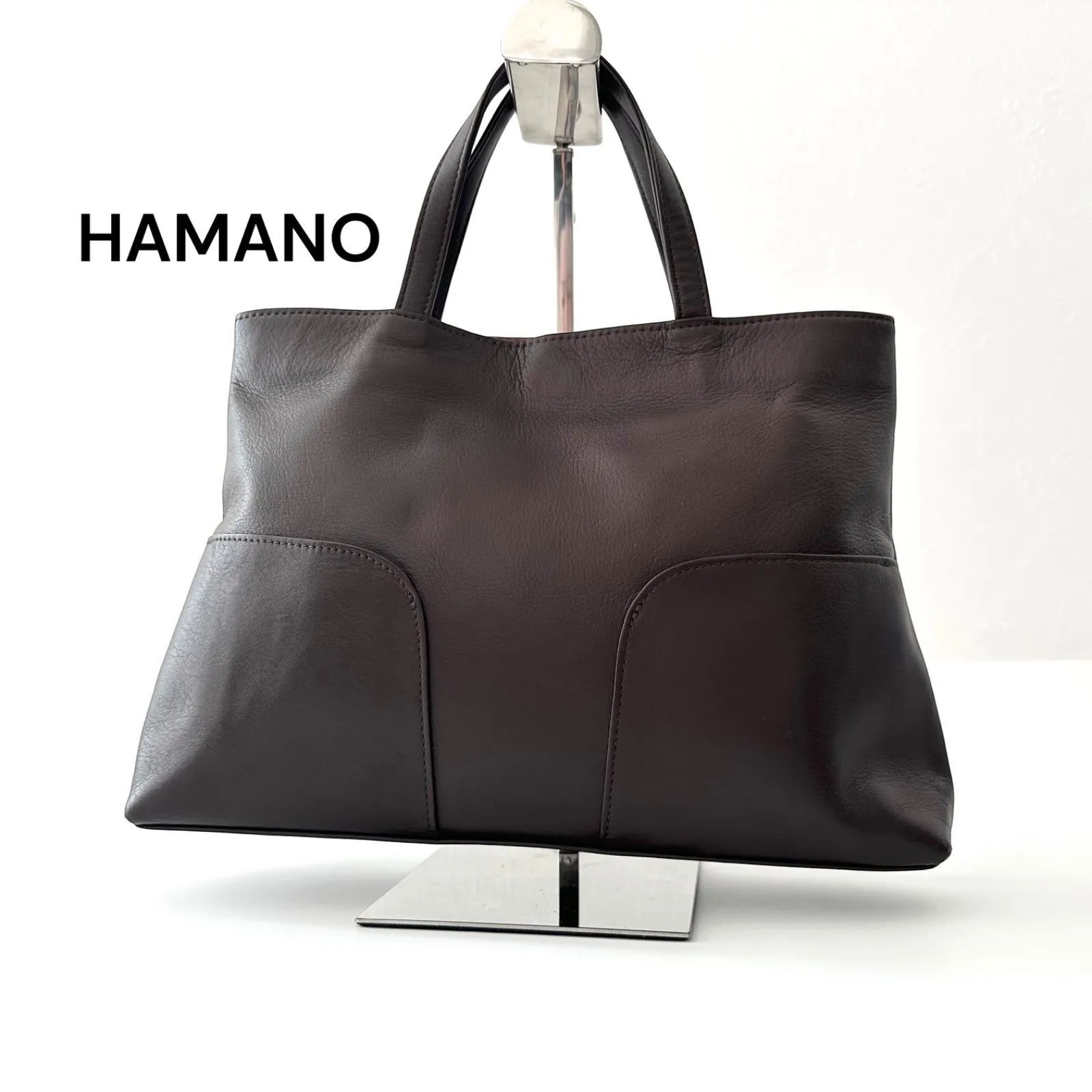 傳濱野 濱野皮革工藝 HAMANO レザー トート バッグ ダークブラウン