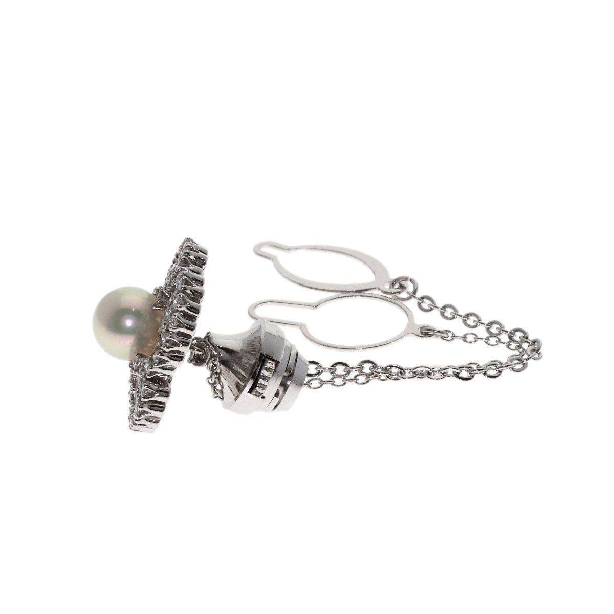 MIKIMOTO ミキモト パール 真珠 タイタック タイピン K14WG メンズ