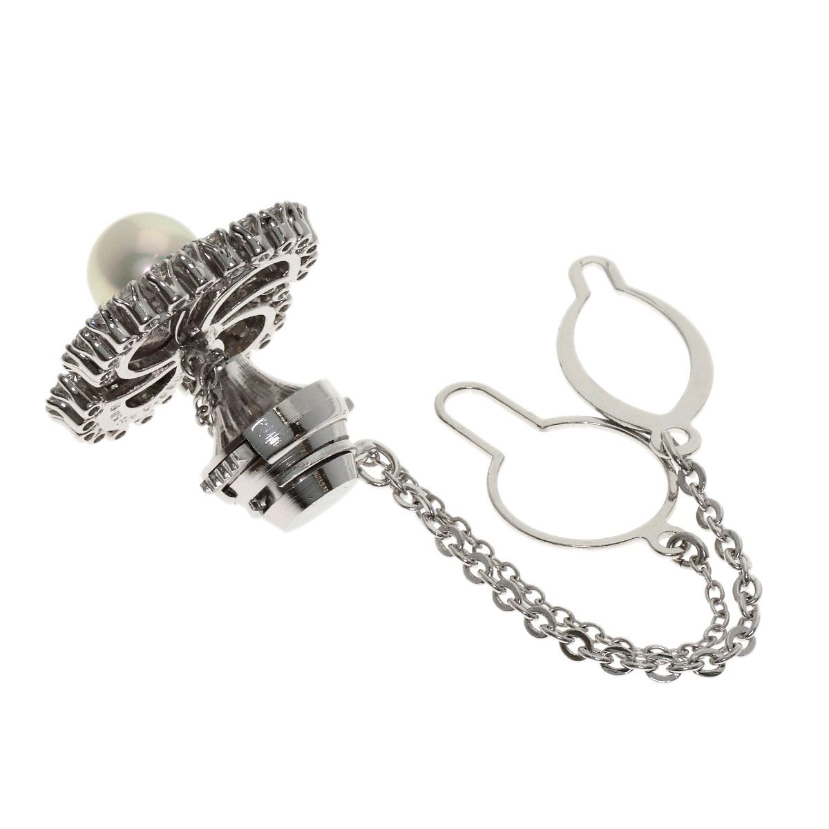 最終価格 バロックパール K14WG ダイヤ タイタック MIKIMOTO ミキモト パール 真珠 タイタック タイピン K14WG メンズ