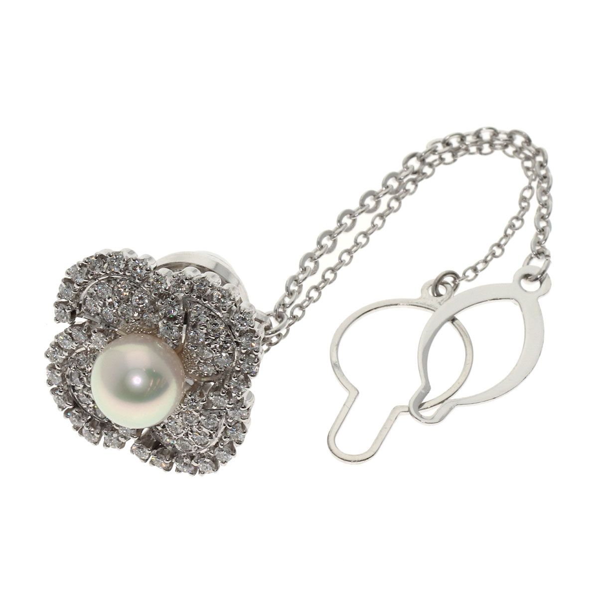 最終価格 バロックパール K14WG ダイヤ タイタック MIKIMOTO ミキモト パール 真珠 タイタック タイピン K14WG メンズ