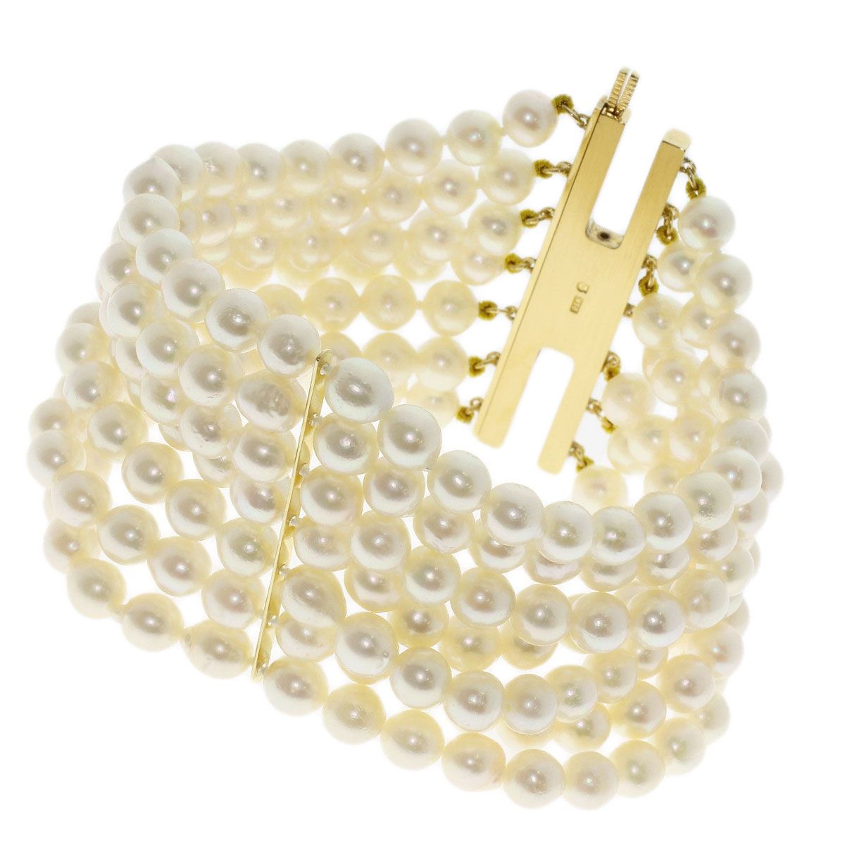 MIKIMOTO ミキモト パール 真珠 7連 ブレスレット K18YG レディース