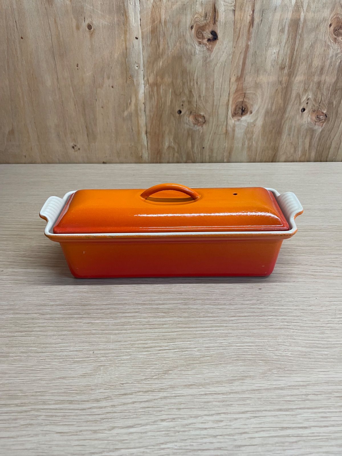 LE CREUSET　ル・クルーゼ　テリーヌ型 28cm　オレンジ　蓋付き　箱無し