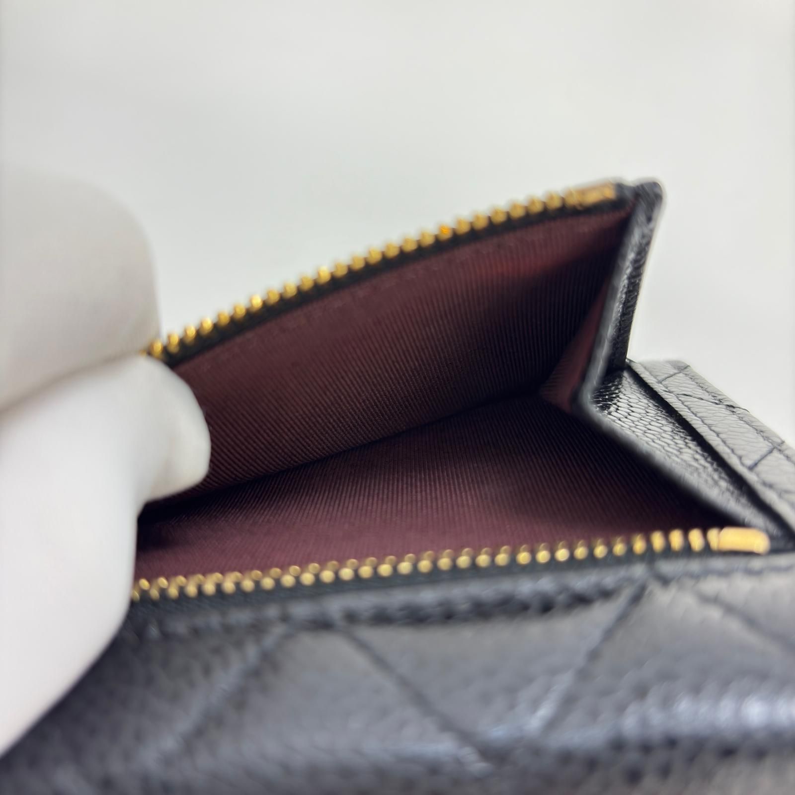 CHANEL シャネル マトラッセ コンパクトウォレット ブラック/GP 三
