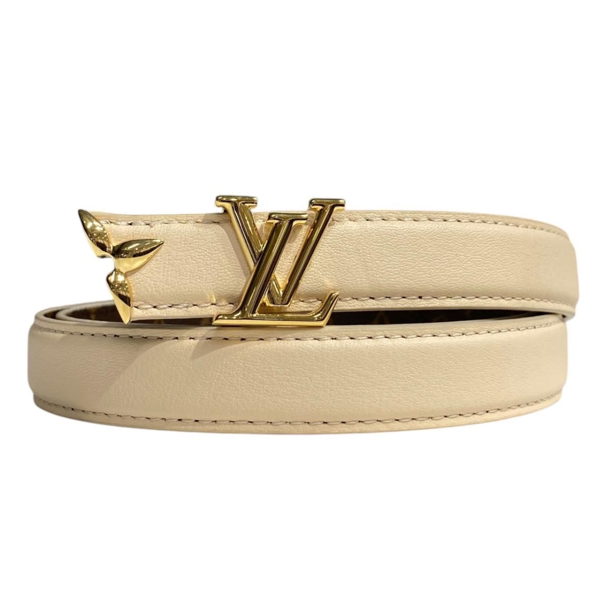 ☆ルイヴィトン ベルト プリティー リバーシブル M8234X モノグラム フラワー ブラウン ベージュ ゴールド金具 LOUIS VUITTON