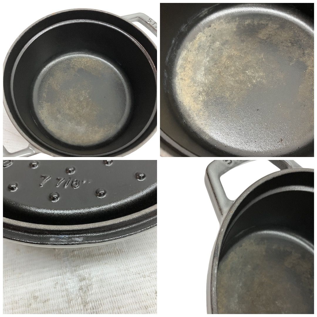 タイムセールLA ＣＯＣＯＴＴＥ 鋳鉄製両手鍋　中古 STAUB LA COCOTTE ココット ストウブ 両手鍋 20cm 7 7/8 鋳物ホーロー
