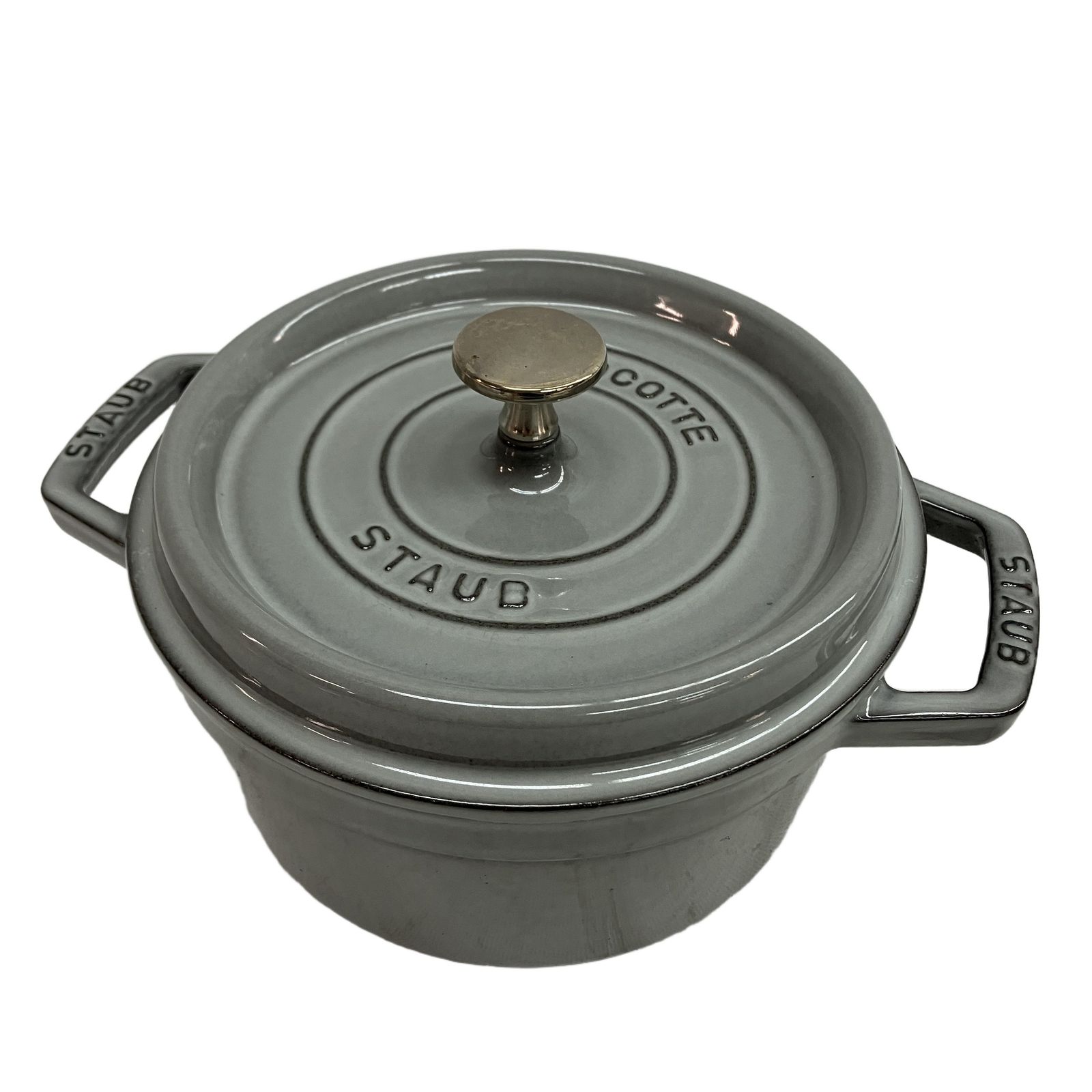 STAUB La Cocotte 両手鍋 グレー　20センチ　中古品　美品 STAUB LA COCOTTE ココット ストウブ 両手鍋 20cm 7 7/8 鋳物ホーロー