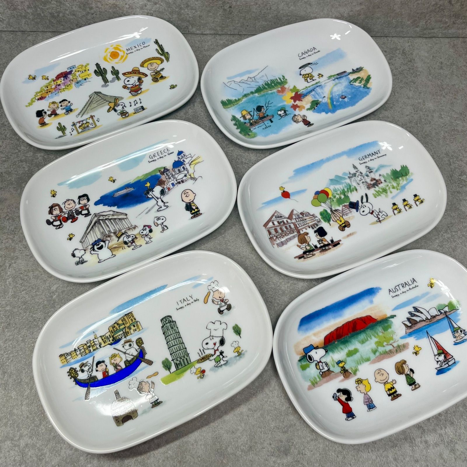 SNOOPY 楕円プレート 6枚セット 食器 世界旅行シリーズ 絵皿