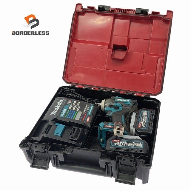 ☆比較的綺麗☆makita マキタ 40Vmax 充電式インパクトレンチ TW004GRDX バッテリ2個(2.5Ah) 充電器 ケース付 320N･m131998 32,110円