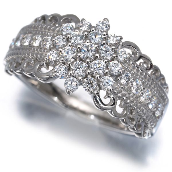 ダイヤ ダイヤモンド 0.55ct ミルグレイン 透かし リング Pt950 #197313