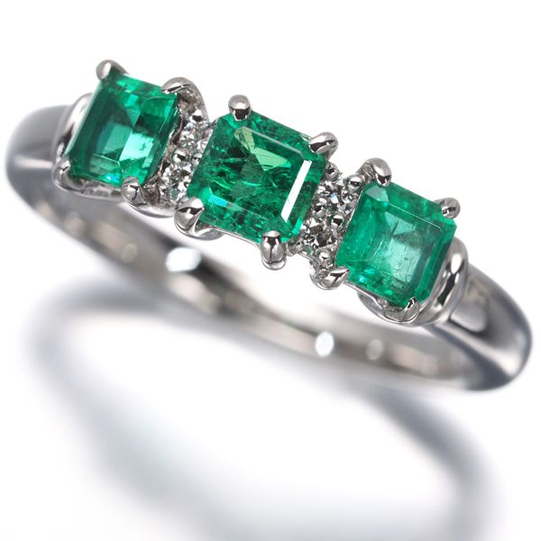 エメラルド 0.67ct ダイヤ ダイヤモンド 0.03ct リング Pt900 #196998