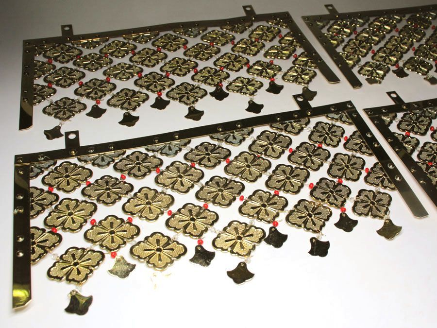 未使用長期在庫品┃神輿金具 金メッキ板瓔珞｛羅網｝4枚組┃神仏具・飾金具・手工芸品