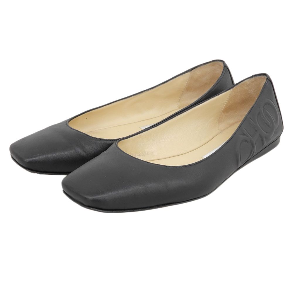 JIMMY CHOO ジミーチュウ レザー サイドロゴ フラットシューズ