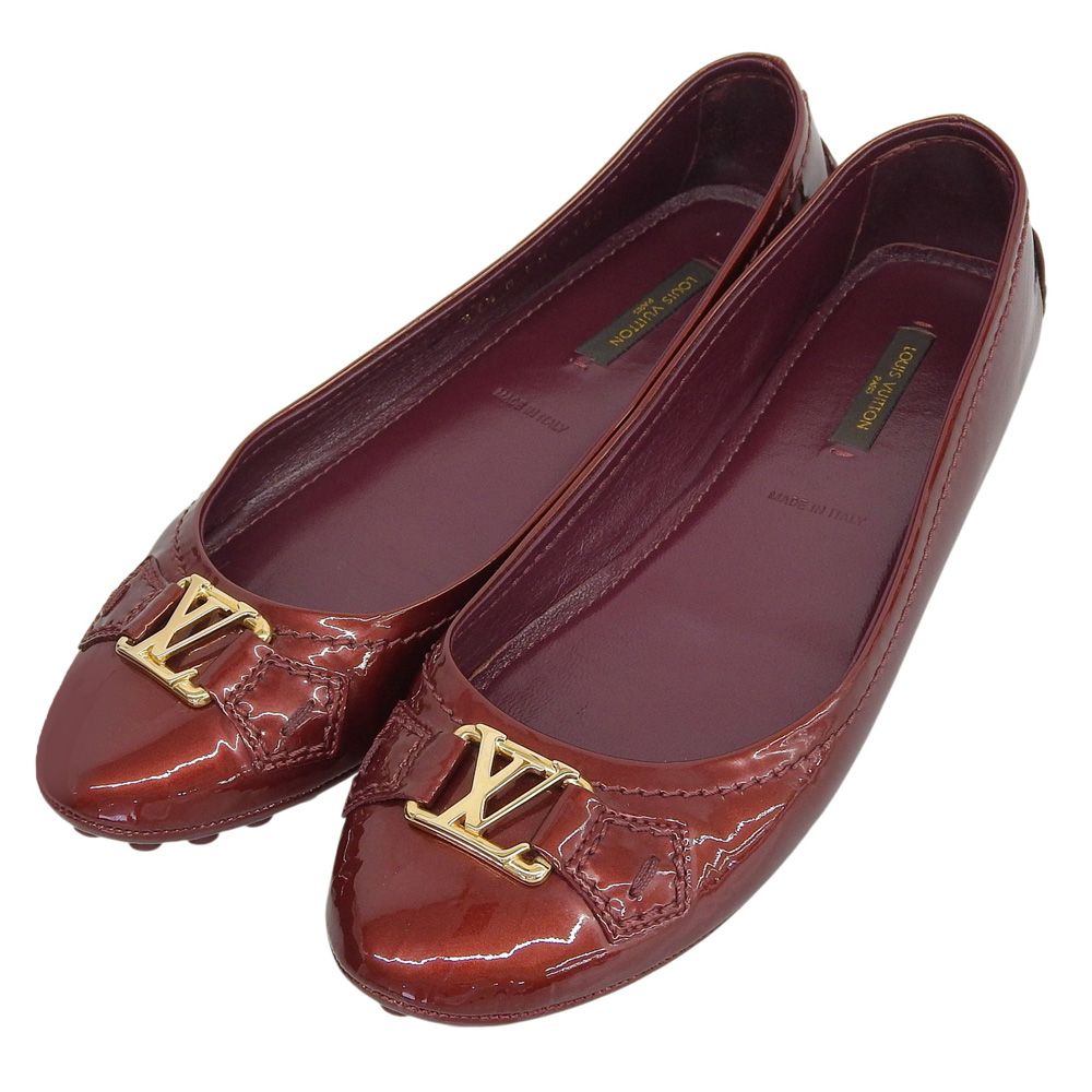 LOUIS VUITTON ルイヴィトン LVロゴバックル パテント フラット