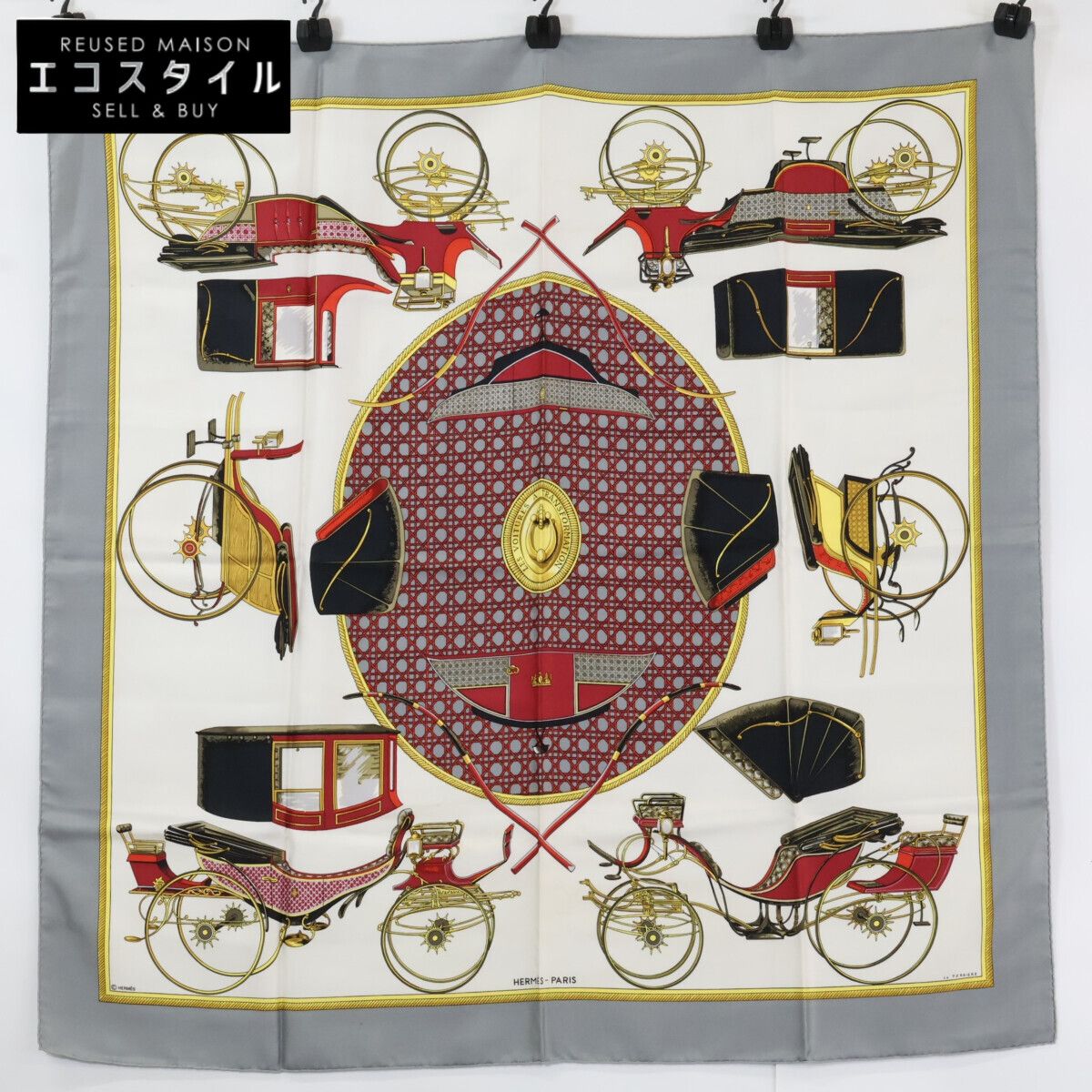 HERMES　エルメス　LES VOITURES A TRANSFORMATION 折畳式幌の馬車 カレ90 シルク