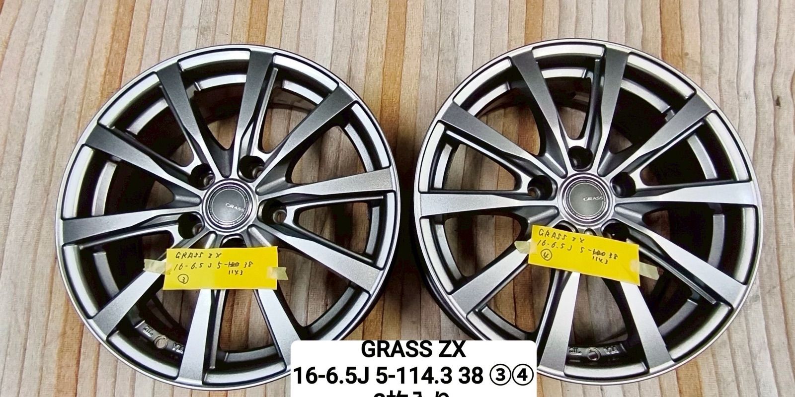 【中古】★送料無料★GRASS ZX 16インチ6.5J 5H PCD 114.3+38 グラスゼットエックス　60プリウス 90ノア/ヴォクシーなどに?③④