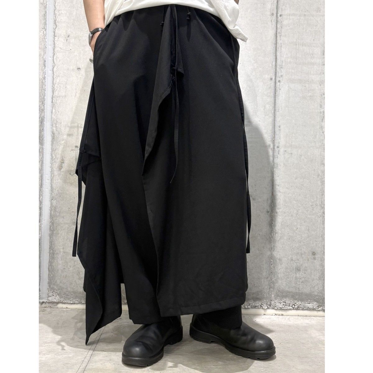 GROUND Y(Yohji Yamamoto) 18SS Tropical Wool Wrap Skirt Pants 3WAYトロピカルウールラップスカートワイドパンツ GW-P18-120 8069000147476
