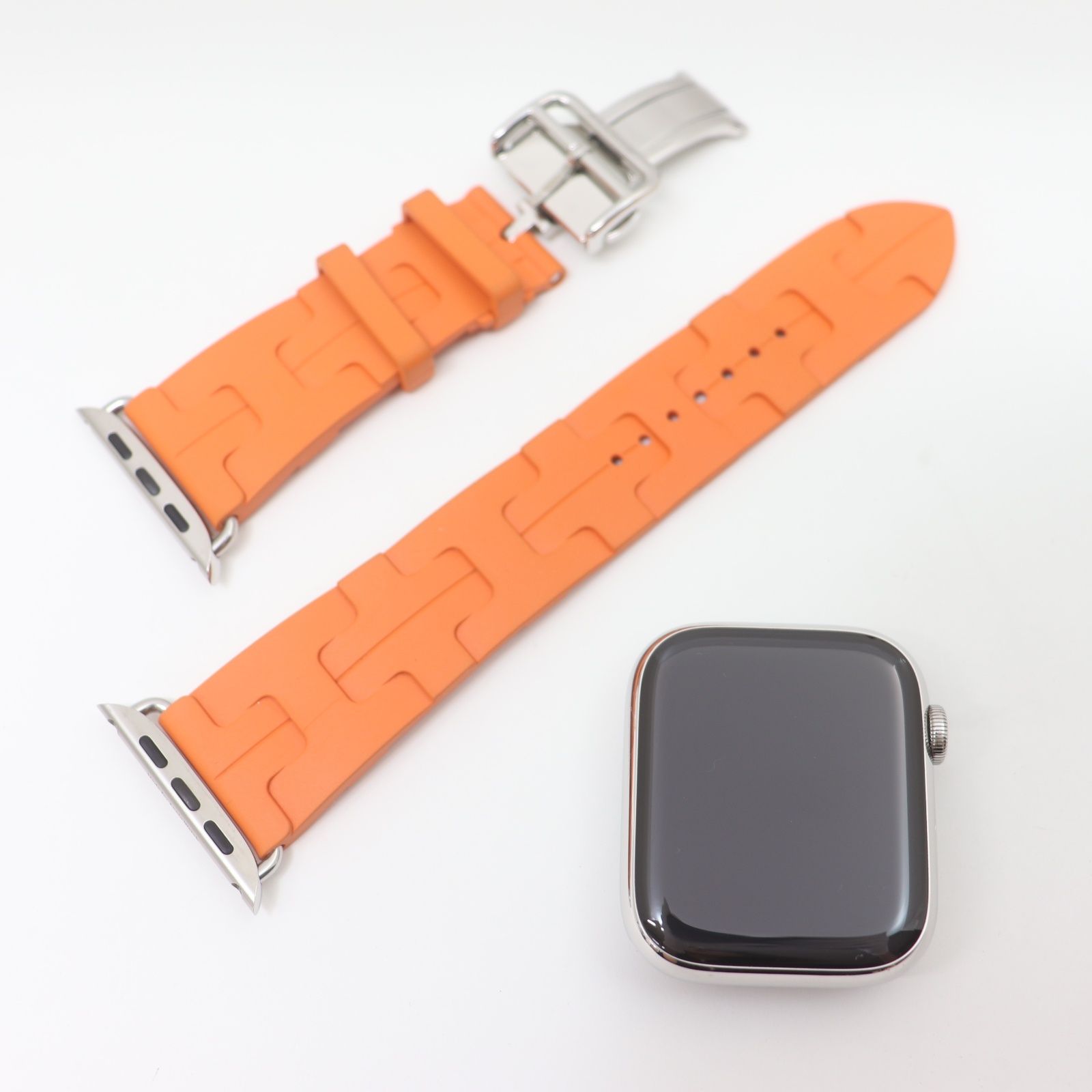 Apple Watch SE 45mm シルバー/オレンジ HERMES キリムベルト - メルカリ