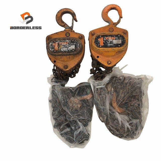 ☆中古品2個セット☆KITO キトー チェーンブロック M3形 CB010 荷重1.0ton/1ton 揚程2.5m 手動式 チェンブロック 吊り具 荷揚げ機132086