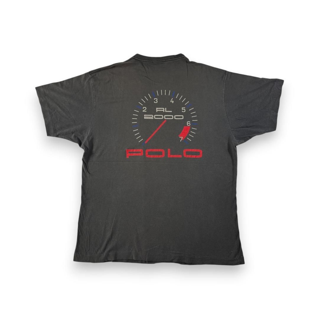 激レア 90s POLO ラルフローレン レース USA製 黒 L ポケT 古着 半袖 スポーツカー ビンテージ Tシャツ 胸ポケット Ralph lauren br-000003