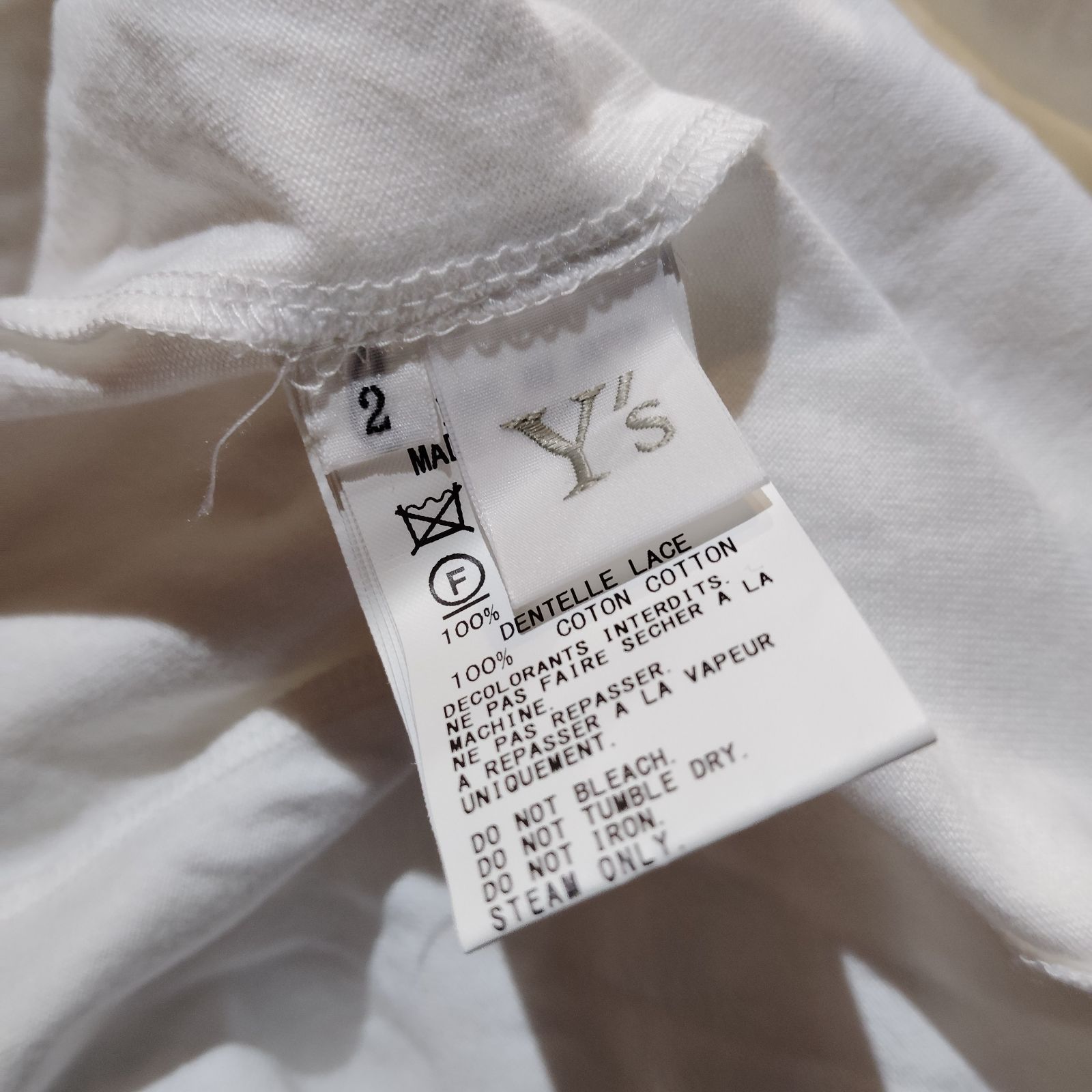 Y's 24ss レース切替カットソー ホワイト ワイズ 2024ss YS-T20-676