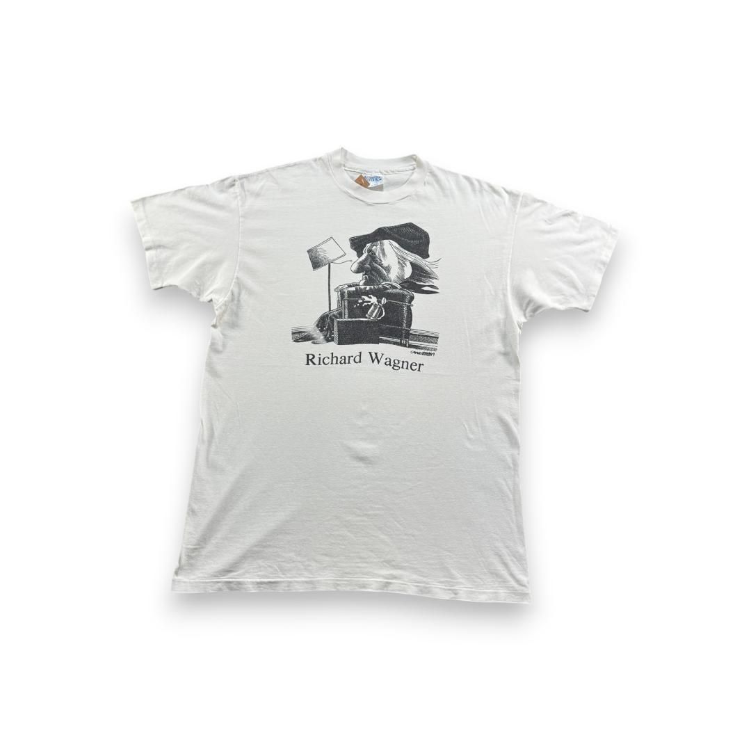 90s ビンテージ Tシャツ RICHARD WAGNER アート 白 XL リヒャルト・ワーグナー ジャズT 楽劇王 音楽家 作曲家 白 古着 半袖 a-t-2505-018 19,028円