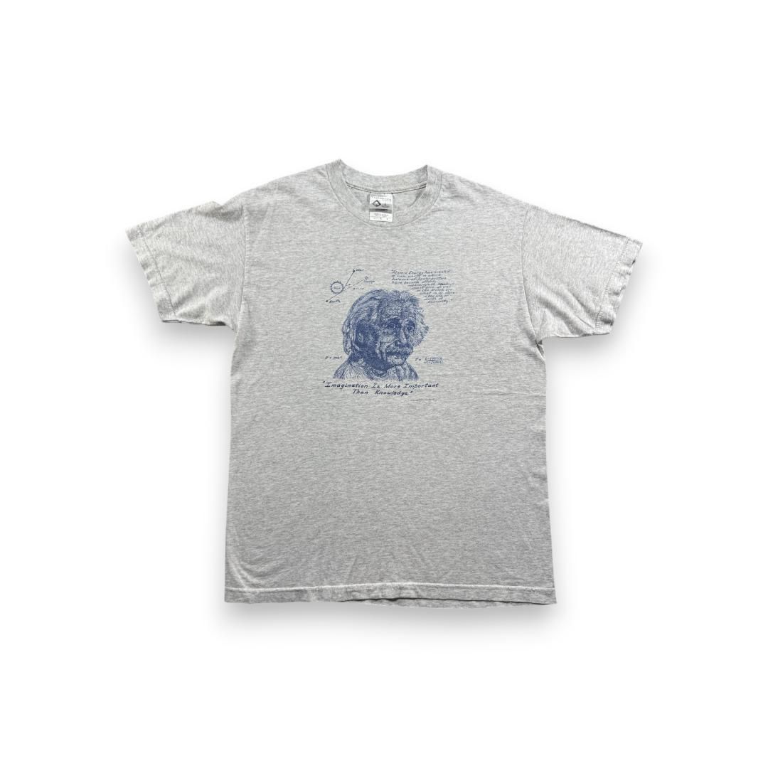 ビンテージ Tシャツ アインシュタイン 名言 アート グレー L 古着 半袖 y2k 偉人T a-t-2505-010