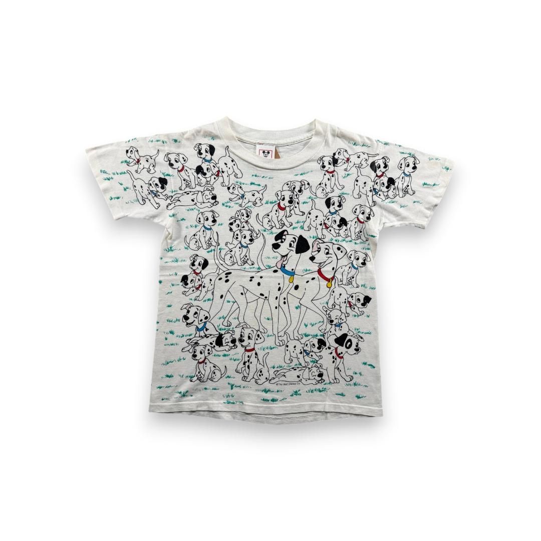 80s 90s ビンテージ Tシャツ ディズニー 101匹わんちゃん ダルメシアンズ キッズT ピチT チビT USA製 古着 半袖 白 総柄 disney 子供服 d-000035