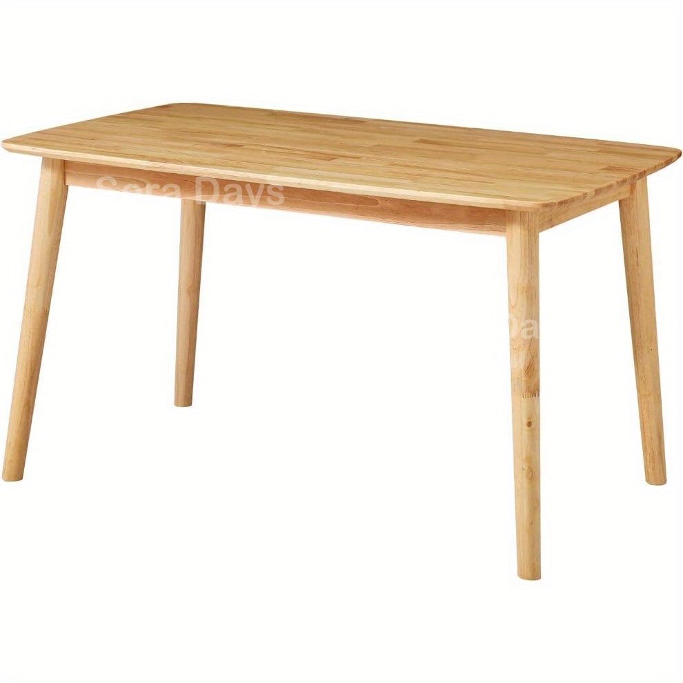ダイニングテーブル ナチュラルカラー 木製 天然木 無垢材 ラバーウッド 四人用 4人用 120×75×75cm 長方形 角丸 四本脚 シンプルデザイン おしゃれ かわいい モダン カフェ風 インテリア 北欧 パソコンデスク ワークデスク 食卓 作業台