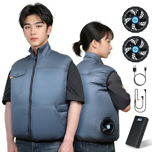 [Innzee] 【2026業界最強暴風ファン &最大45H連続使用 -18℃冷感】空調作業服 バッテリーファンセット 5枚羽根 6段階風量 3D循環超高出力 ファン付きベスト 作業用 ジャケット 空調ウェア 空調扇風服 冷却 日本製ブラシレ 810ae75d