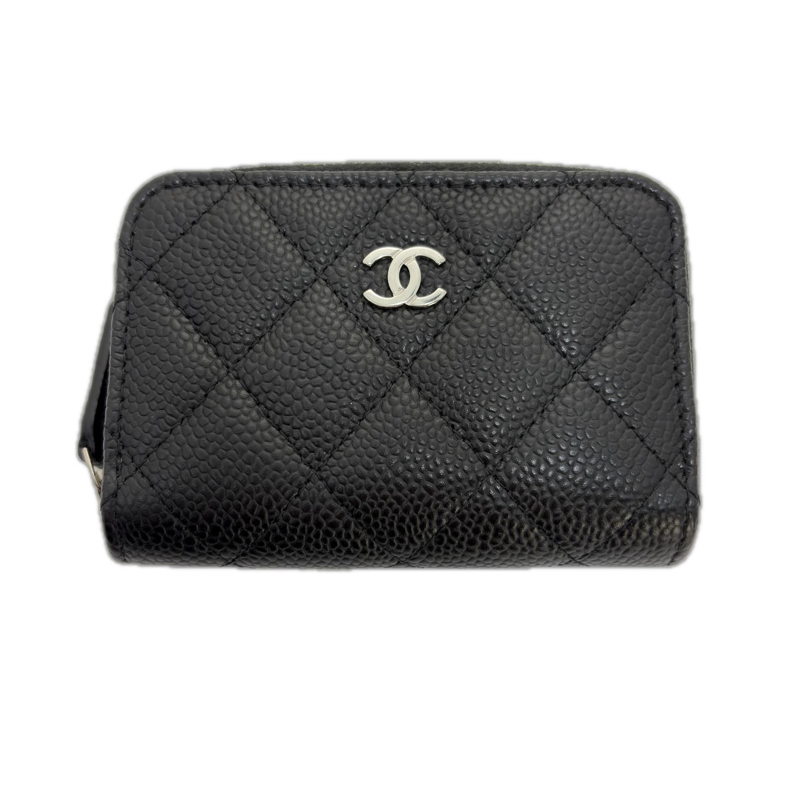 CHANEL シャネル マトラッセ ジップコインパース ブラック/SV AP0216 コインケース キャビアスキン 【中古】【200】