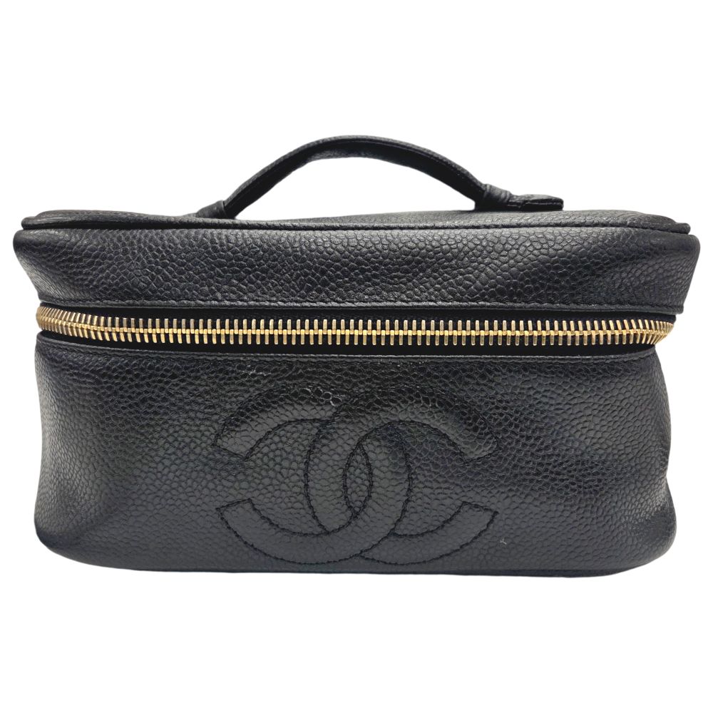 【中古】CHANEL シャネル バニティ キャビアスキン ブラック 3番台 ココマーク バニティバッグ ブラック レディース 化粧ポーチ 人気 お洒落 鞄 かばん 【ブランドギャラリー心斎橋店】